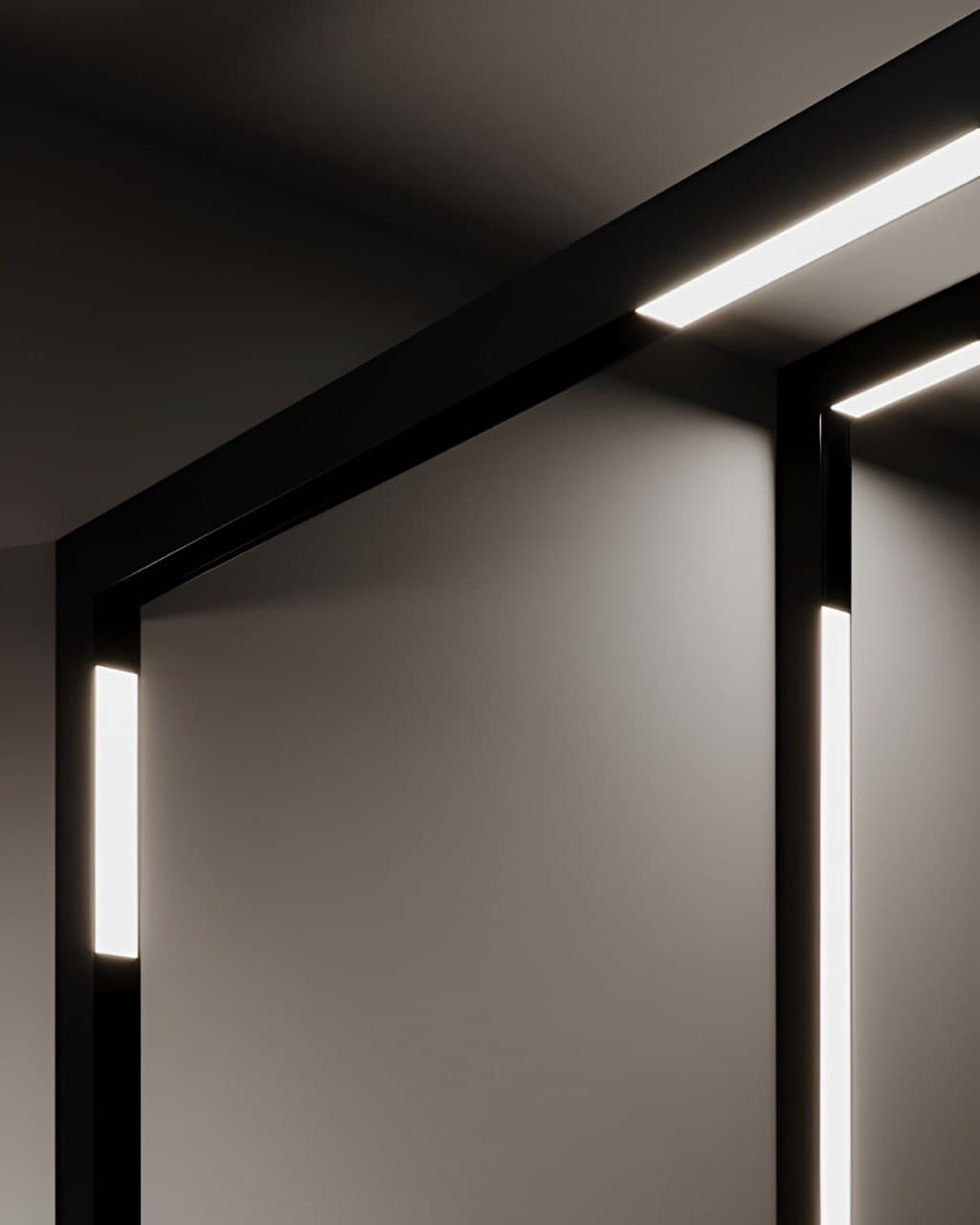 Detalle de luminarias modulares sobre riel